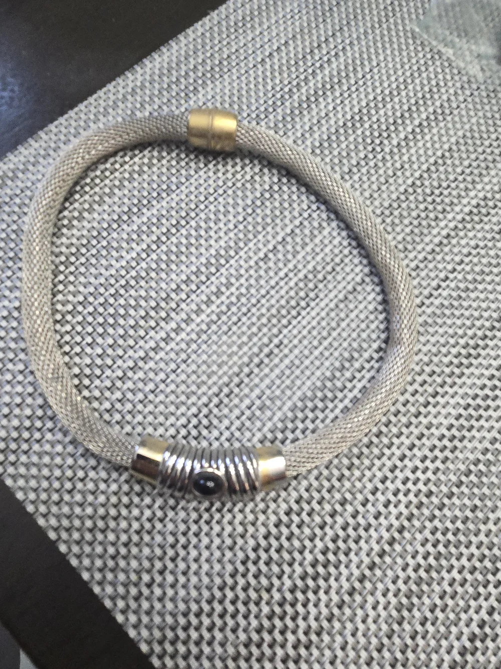 Mesh Rope Necklace with Silver and Gold Accents
